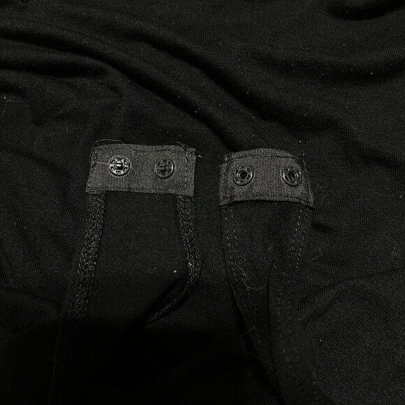 Asos Black Bodysuit Long Sleeve Thong Snap Closture Size 2 Stretch - Picture 4 of 6